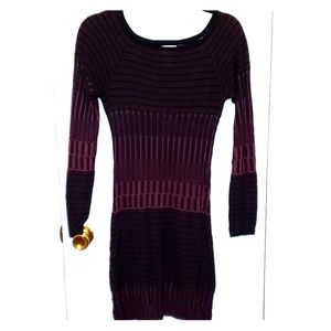 Black & burgundy knit dress